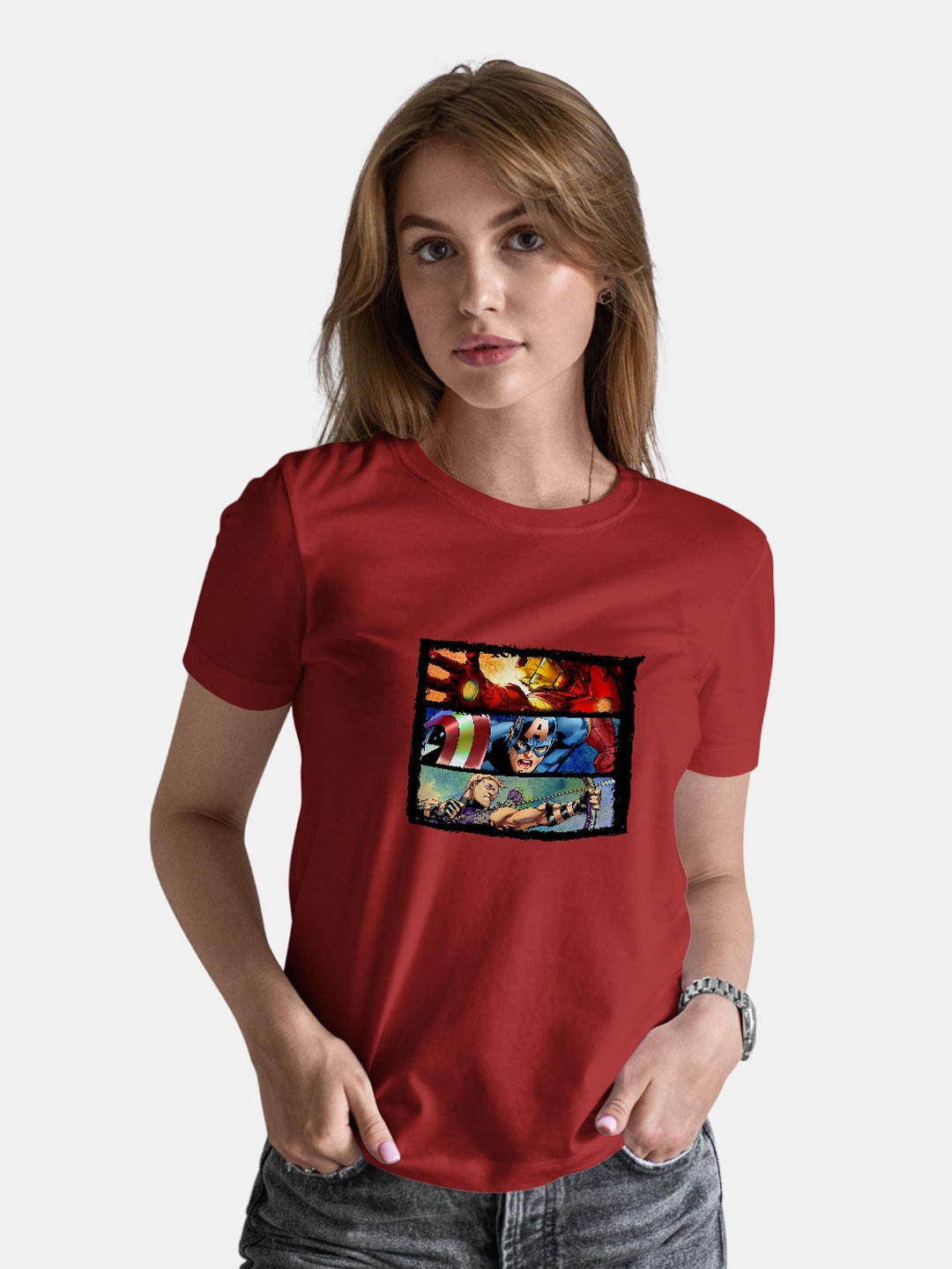 

macmerise Mravel Comic Printed Bio Finish Cotton T-shirt, Red