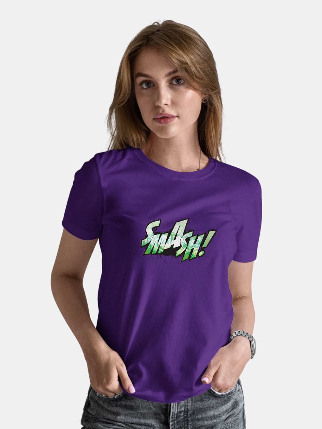 

macmerise Typography Printed Bio Finish Cotton T-shirt, Purple