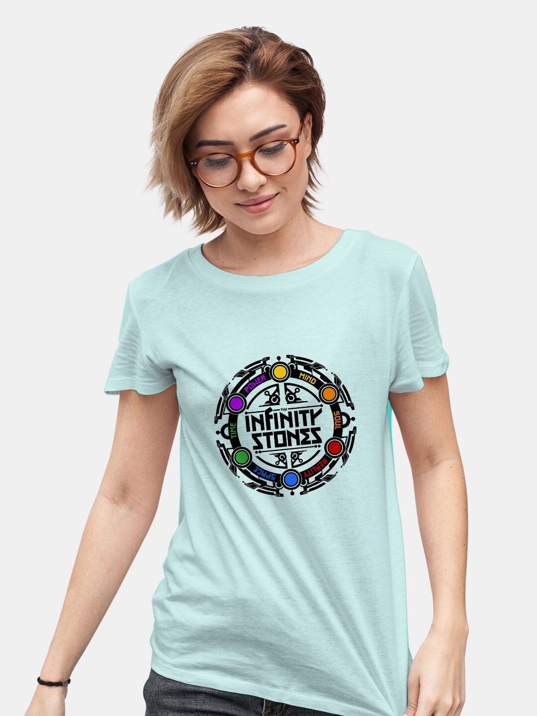 

macmerise Bio Finish Typography Printed Round Neck Cotton T-shirt, Turquoise blue