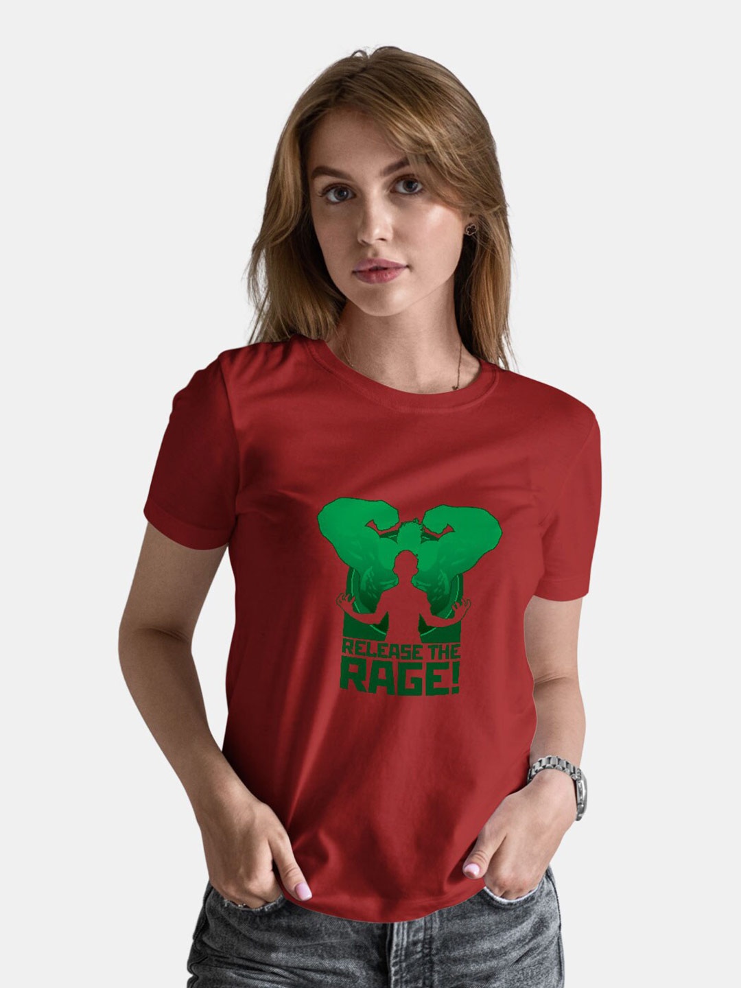 

macmerise Hulk Release The Rage Printed Bio Finish Pure Cotton T-shirt, Red