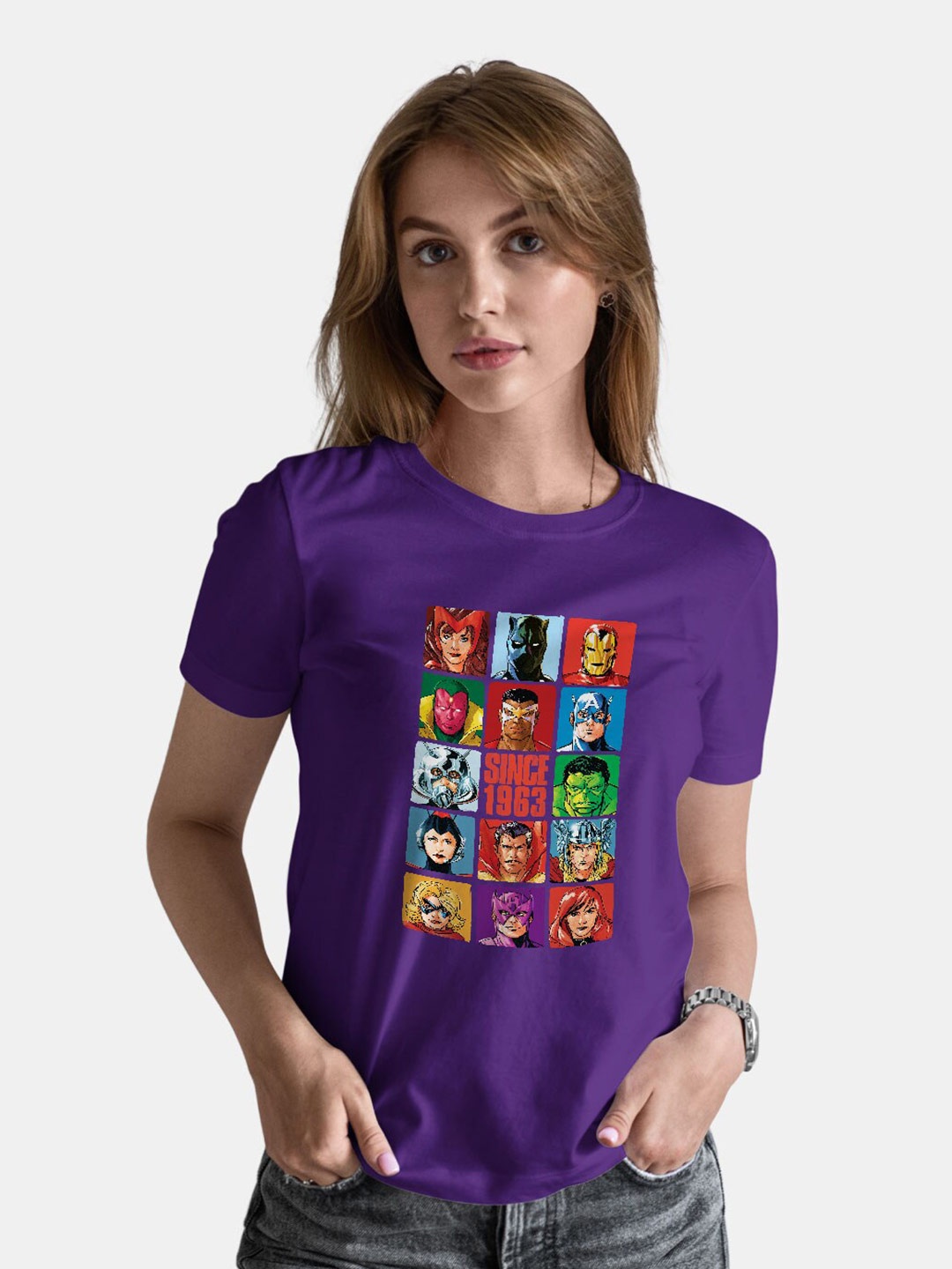

macmerise Marvel Printed Bio Finish Cotton T-shirt, Purple