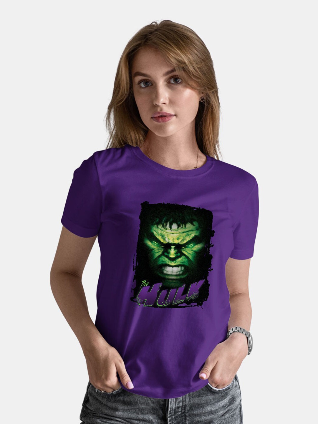 

macmerise The Hulk Printed Round Neck Bio Finish Cotton T-shirt, Purple