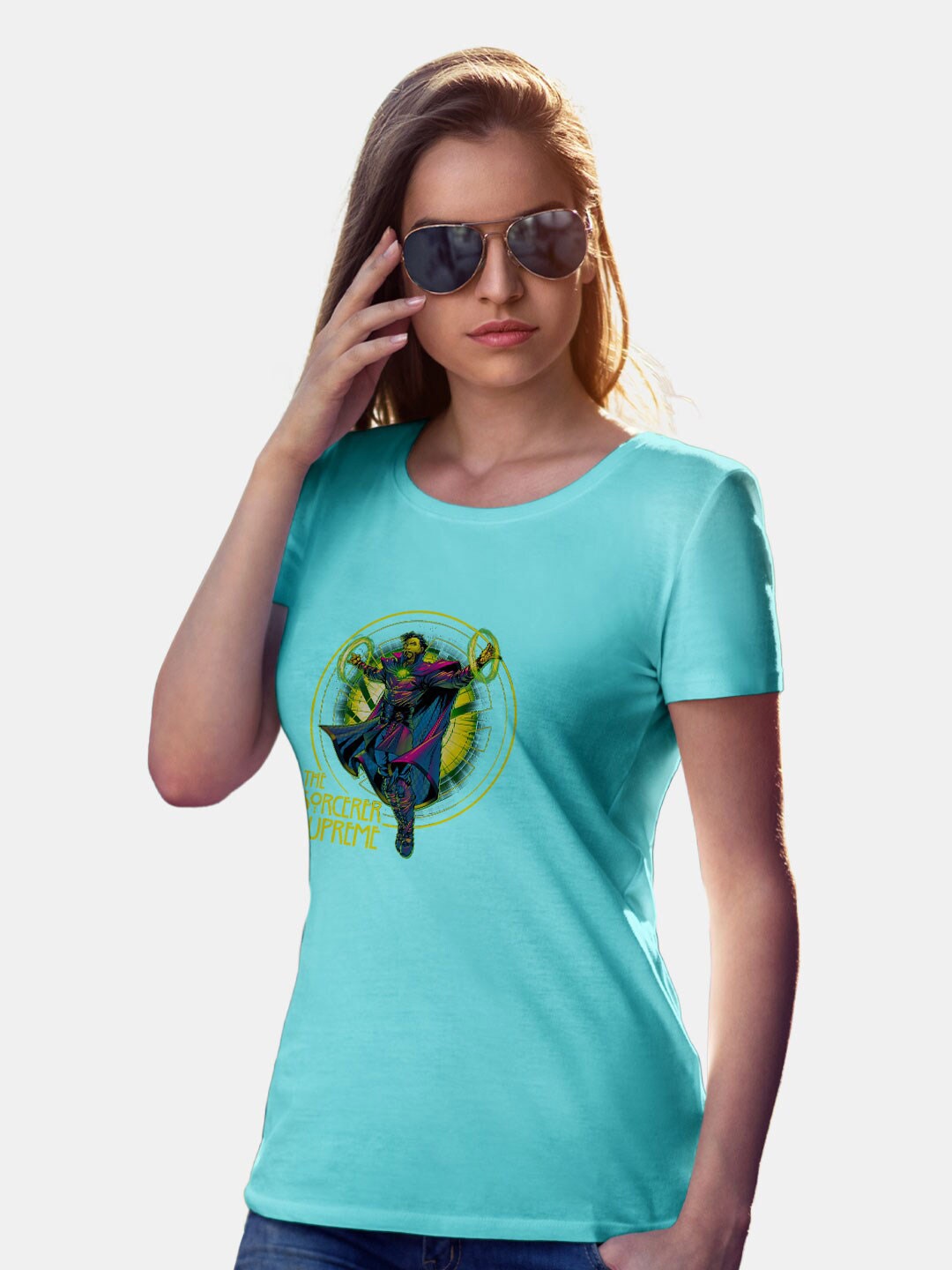 

macmerise Doctor Strange Printed Bio Finish Cotton T-shirt, Turquoise blue