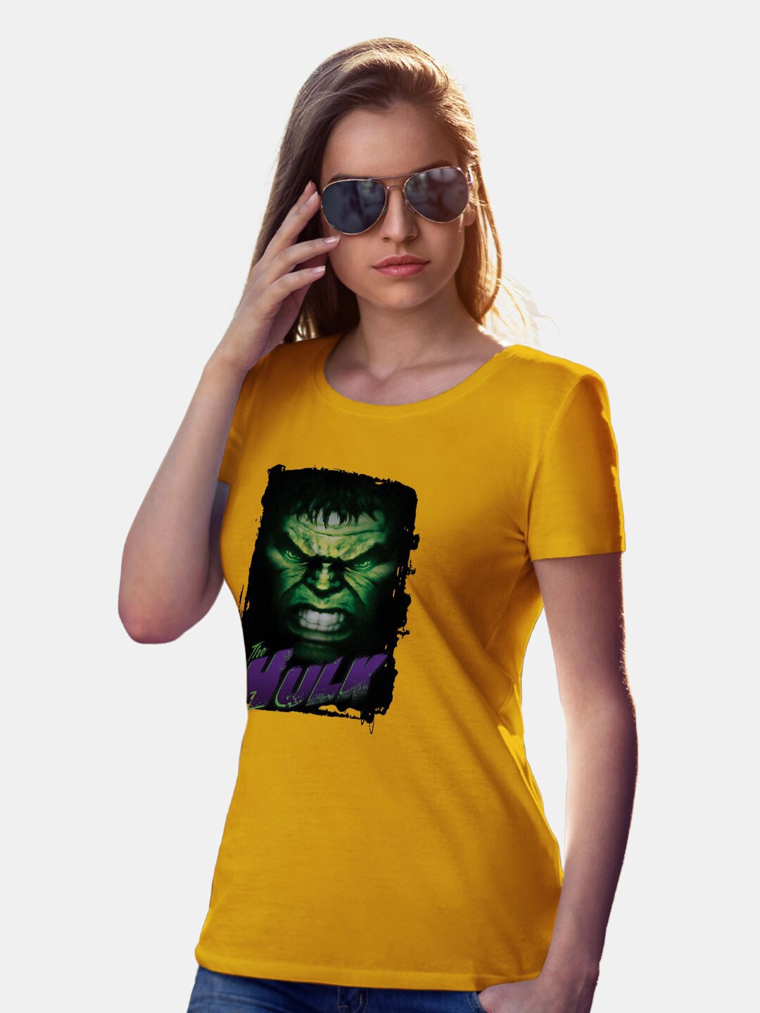 

macmerise Hulk Printed Bio Finish Cotton Loose T-Shirt, Yellow