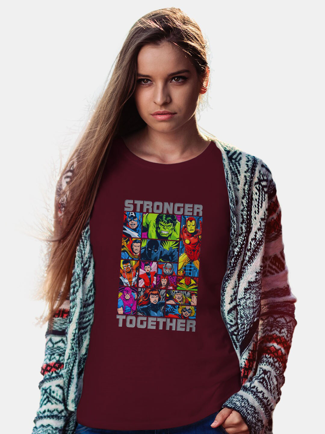 

macmerise Marvel Printed Bio Finish Cotton T-shirt, Maroon