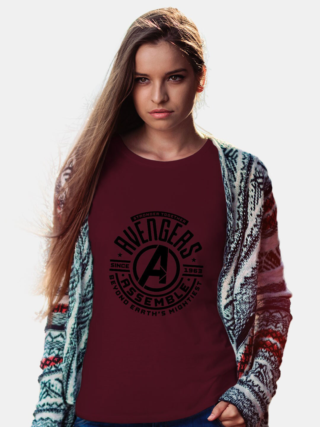

macmerise Avengers Typography Printed Bio Finish Cotton T-shirt, Maroon