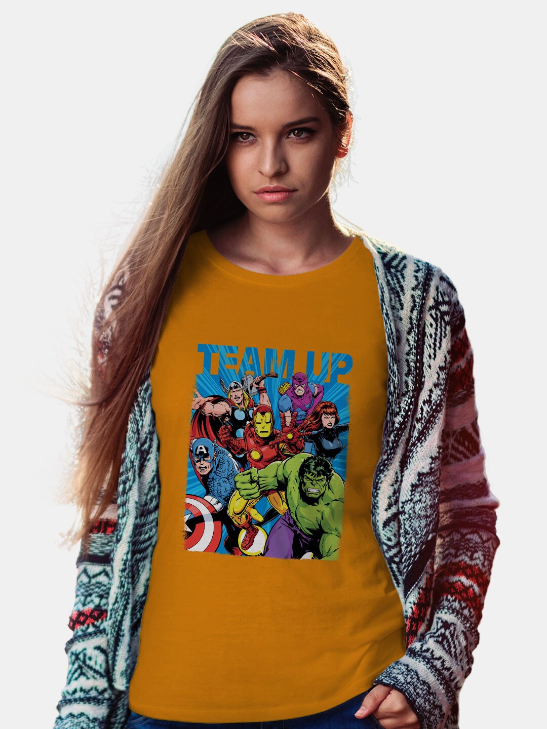 

macmerise Avengers Graphic Printed Bio Finish Cotton T-shirt, Yellow