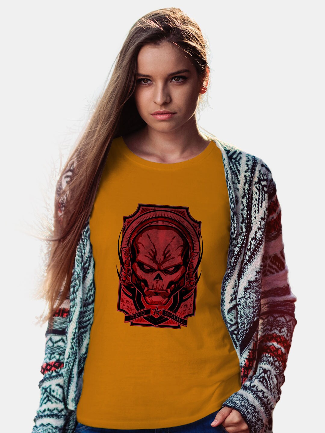 

macmerise Skull Printed Bio Finish Cotton T-Shirt, Yellow