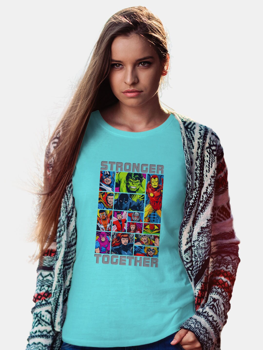 

macmerise Bio Finish Avengers Graphic Printed Round Neck Cotton T-shirt, Blue
