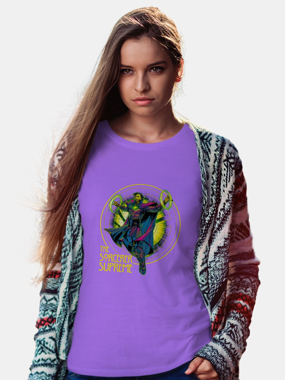 

macmerise Round Neck Graphic Printed Bio Finish Cotton T-shirt, Violet