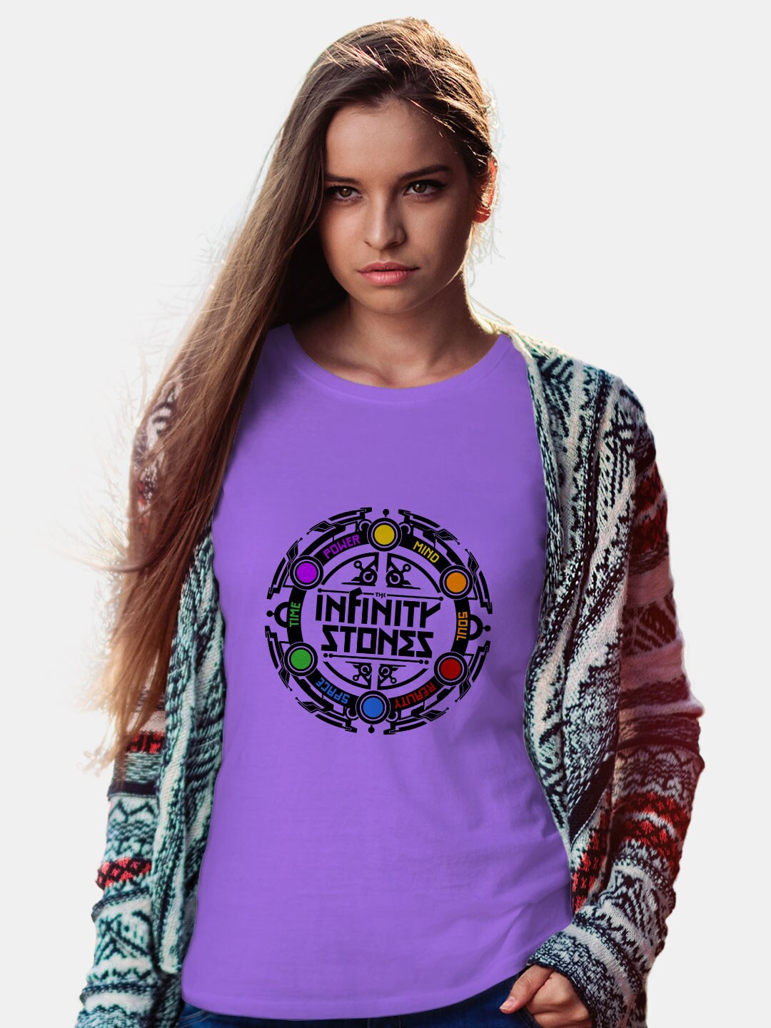 

macmerise Geometric Printed Bio Finish Cotton T-shirt, Violet