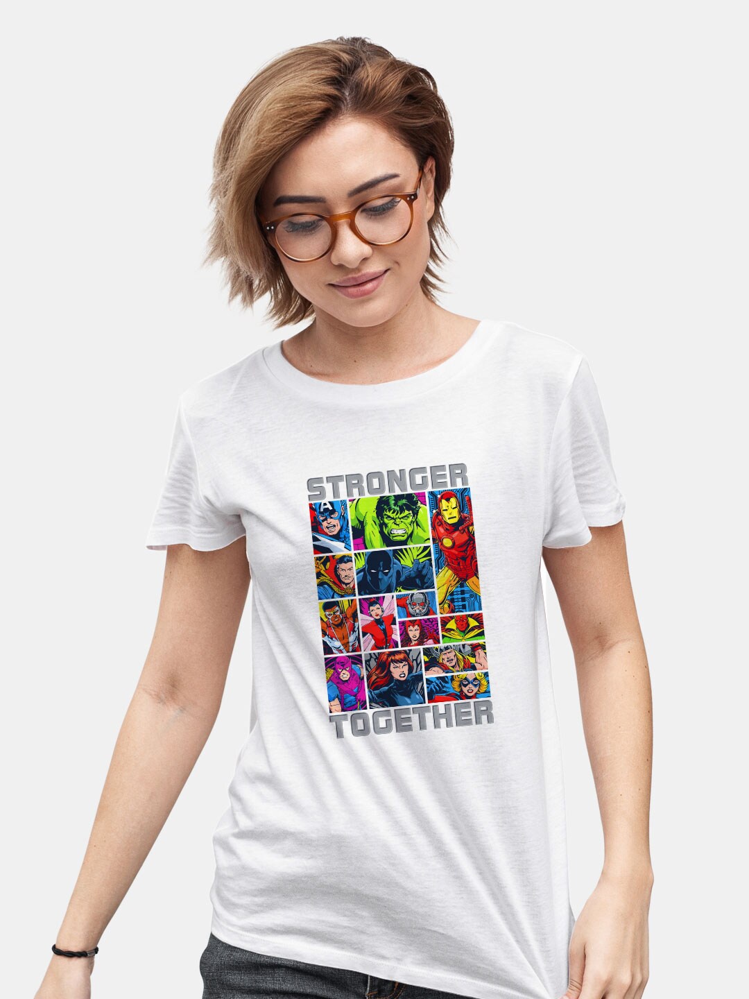 

macmerise Avengers Graphic Printed Bio Finish Cotton T-shirt, White