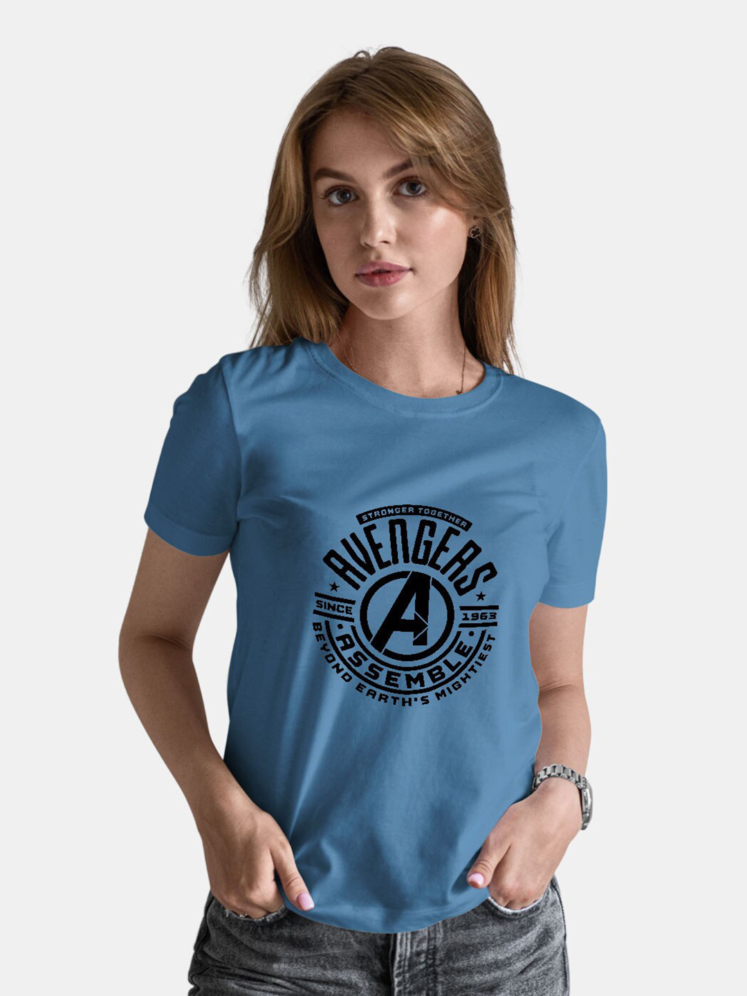 

macmerise Typography Printed Cotton Bio Finish T-shirt, Blue