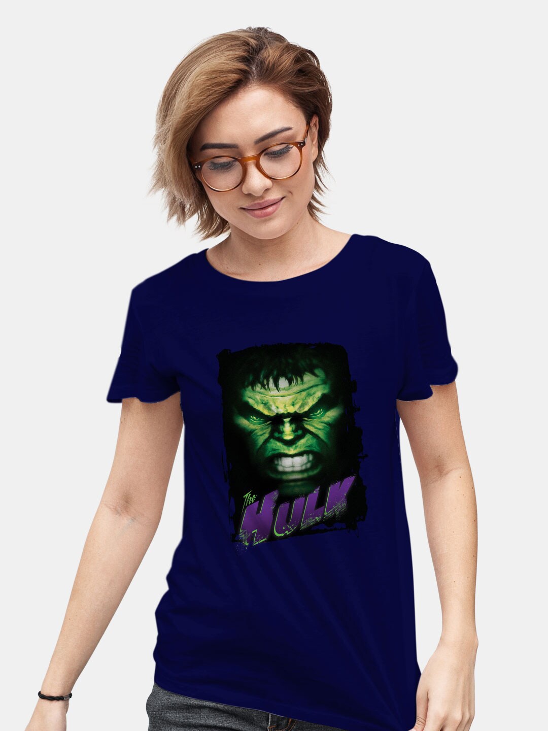 

macmerise Hulk Printed Bio Finish Cotton Loose T-Shirt, Navy blue