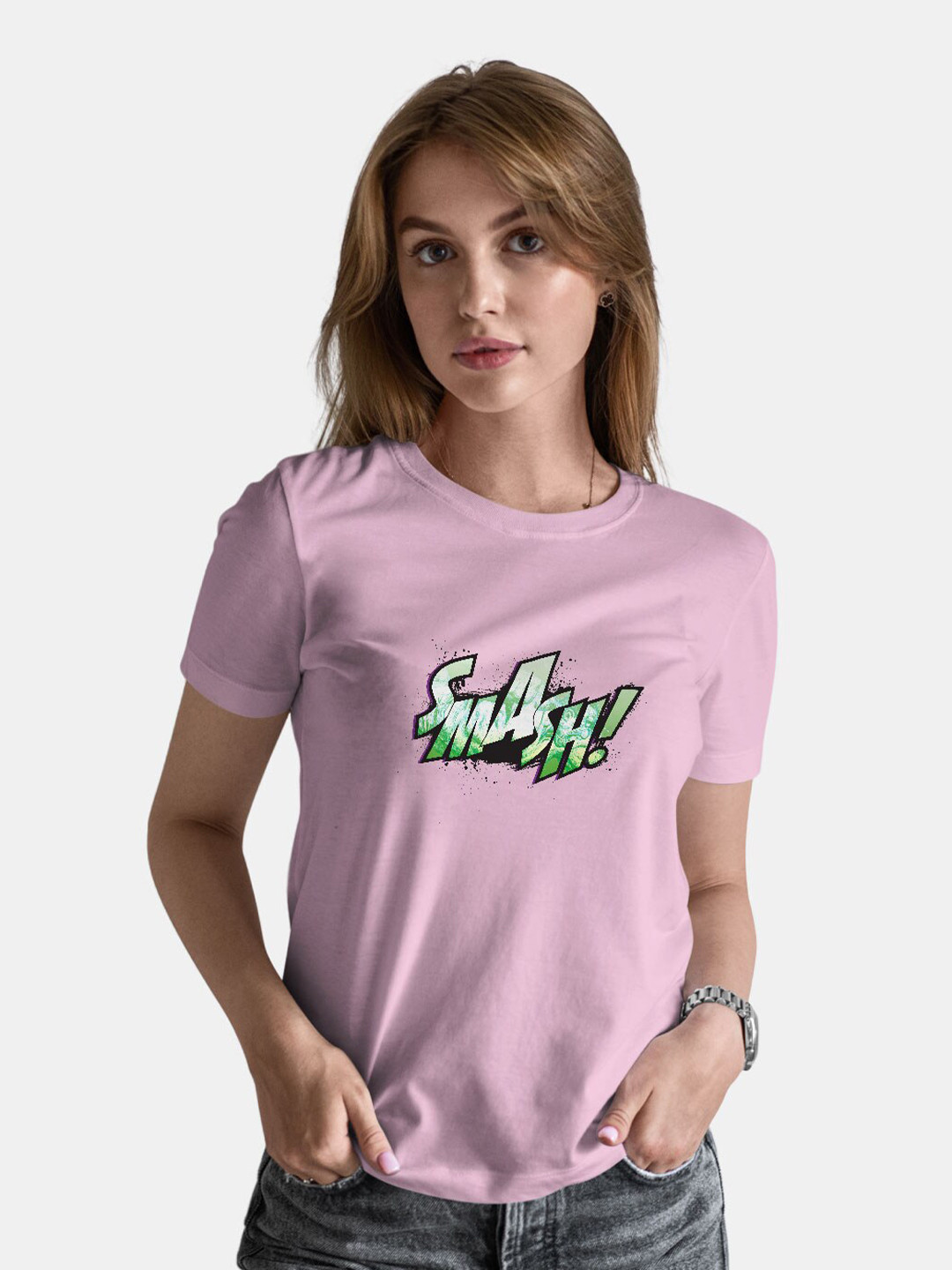 

macmerise Bio Finish Typography Printed Round Neck Cotton T-shirt, Pink