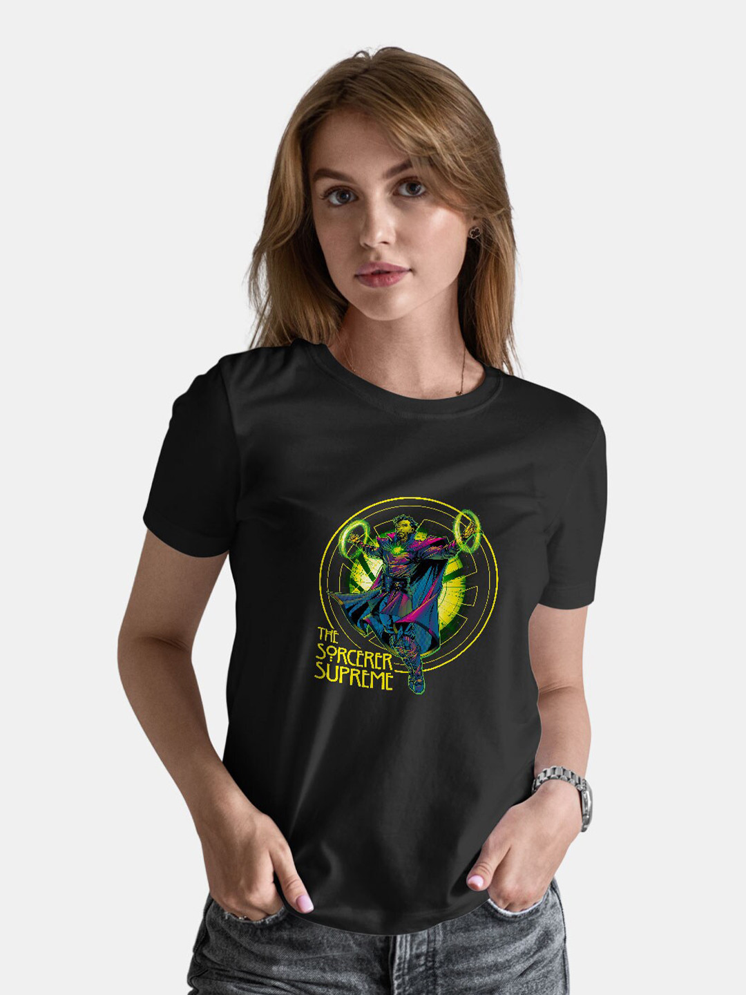 

macmerise Doctor Stranger Printed Bio Finish Cotton T-shirt, Black