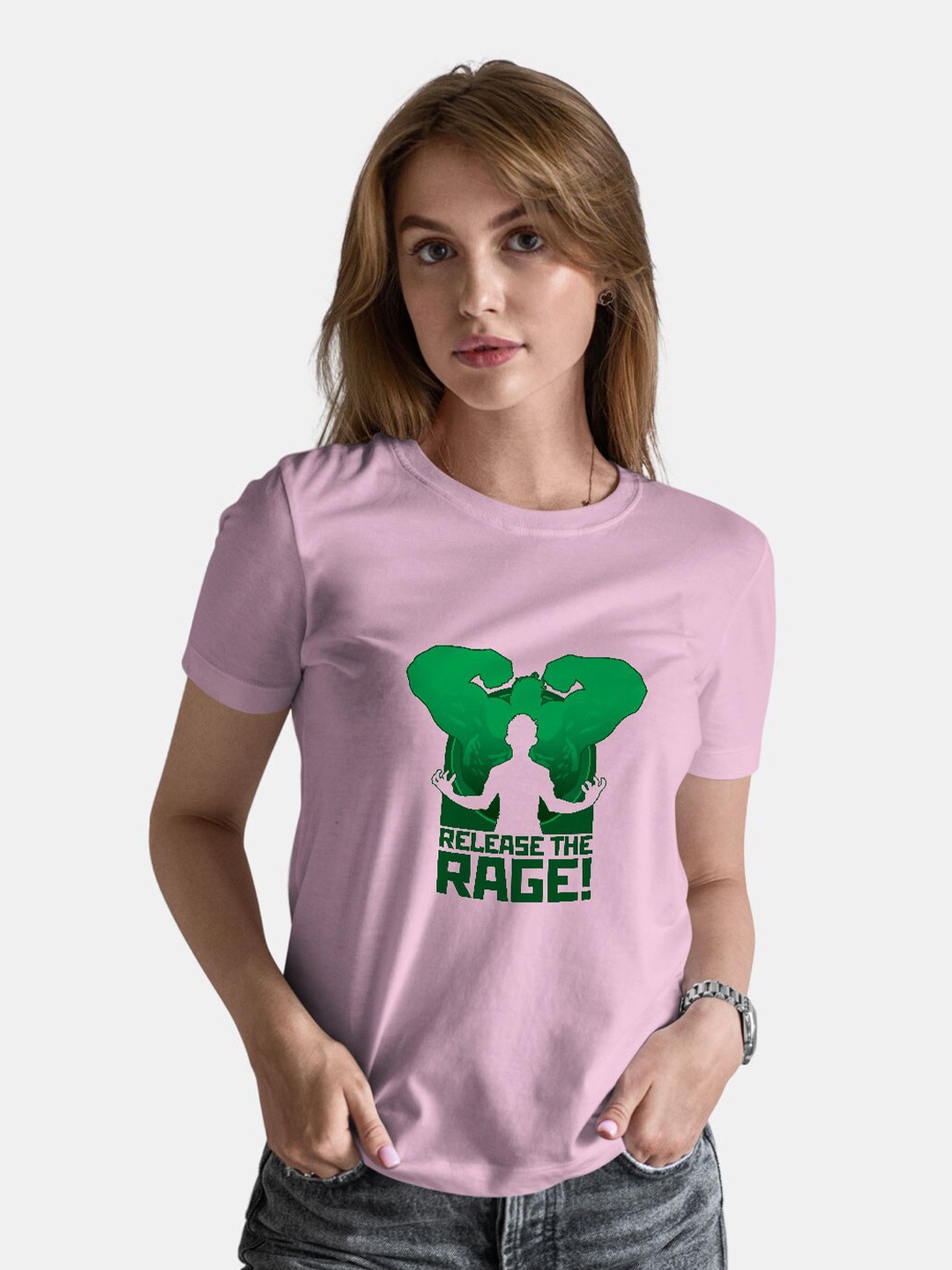 macmerise Hulk Graphic Printed Bio Finish Cotton T-Shirt, Pink