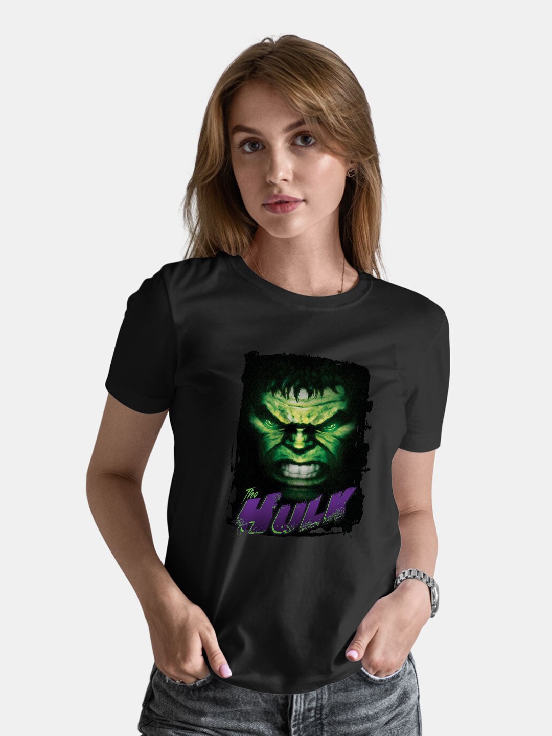 

macmerise Bio Finish Hulk Graphic Printed Round Neck Cotton T-shirt, Black