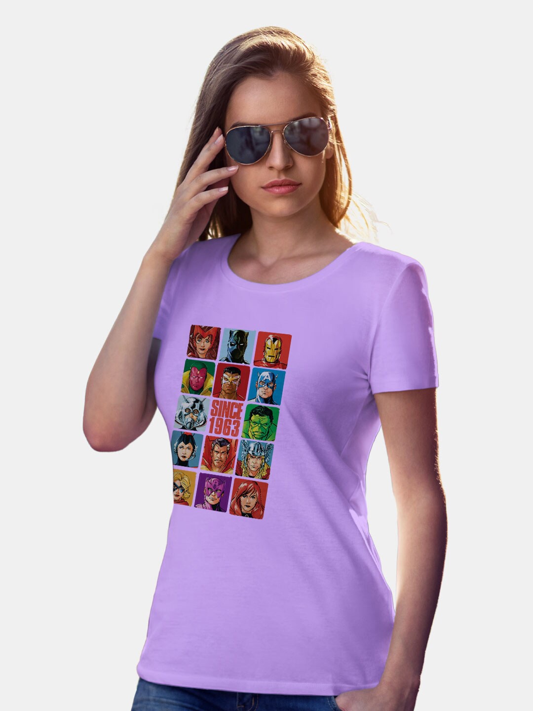 

macmerise Marvel Printed Cotton Bio Finish T-shirt, Violet