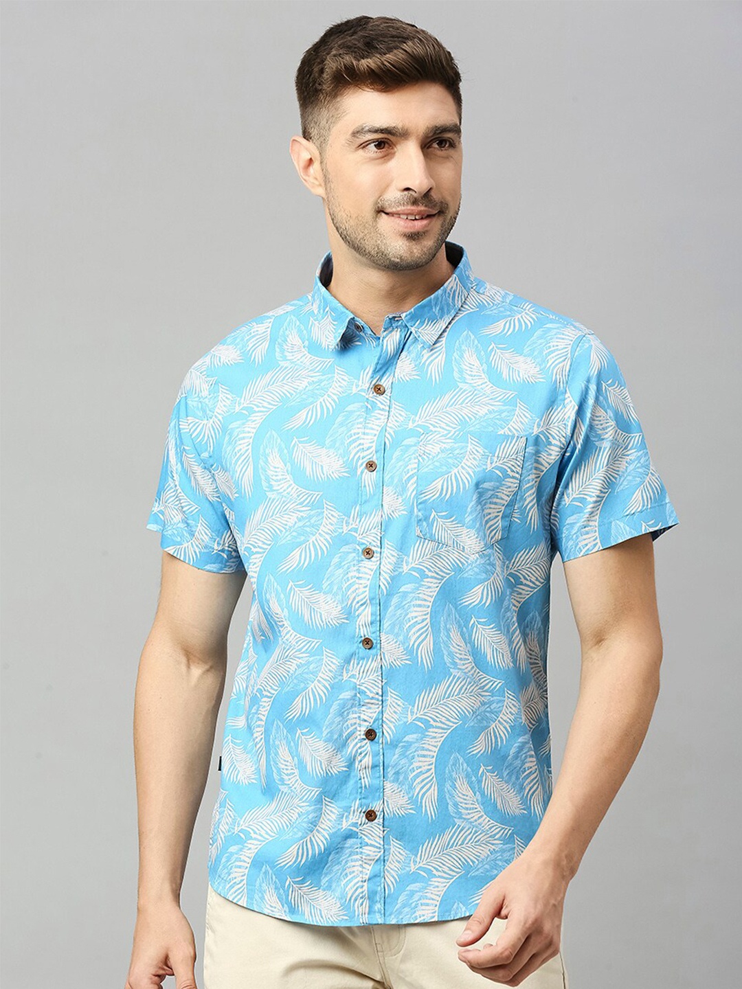 

Thomas Scott Classic Slim Fit Floral Opaque Printed Casual Shirt, Blue