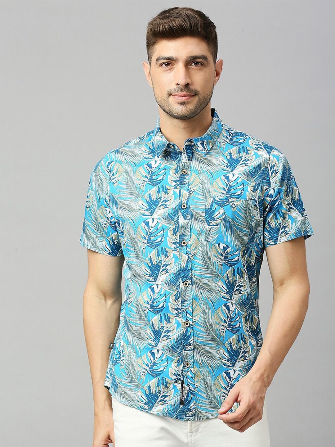 

Thomas Scott Classic Slim Fit Floral Opaque Printed Casual Shirt, Blue