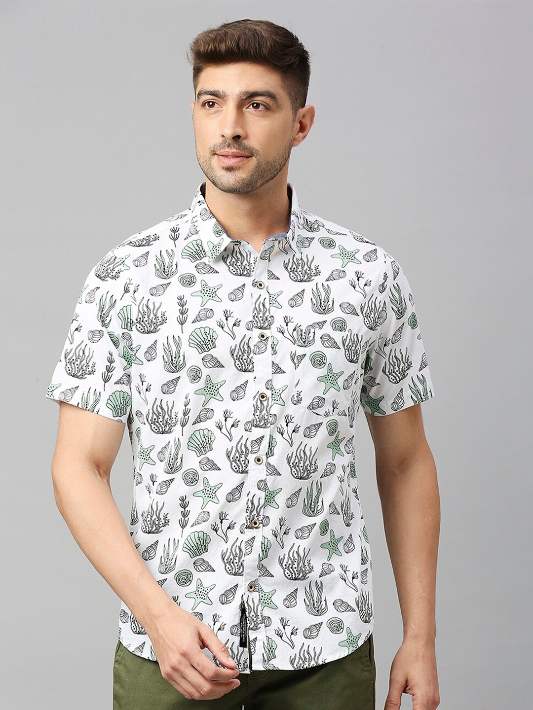 

Thomas Scott Classic Slim Fit Floral Opaque Printed Casual Shirt, Grey