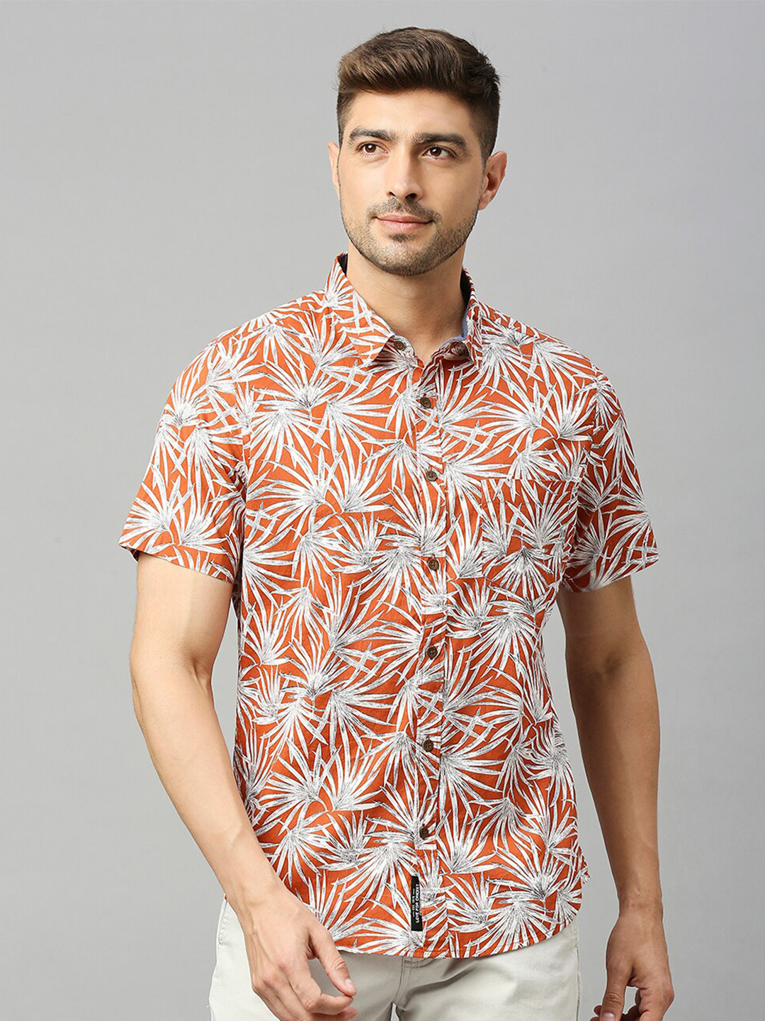 

Thomas Scott Floral Printed Slim Fit Cotton Casual Shirt, Brown