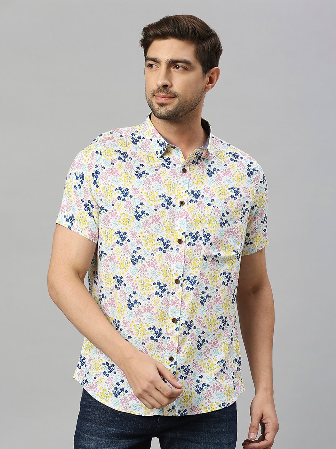 

Thomas Scott Classic Slim Fit Floral Opaque Printed Casual Shirt, Green