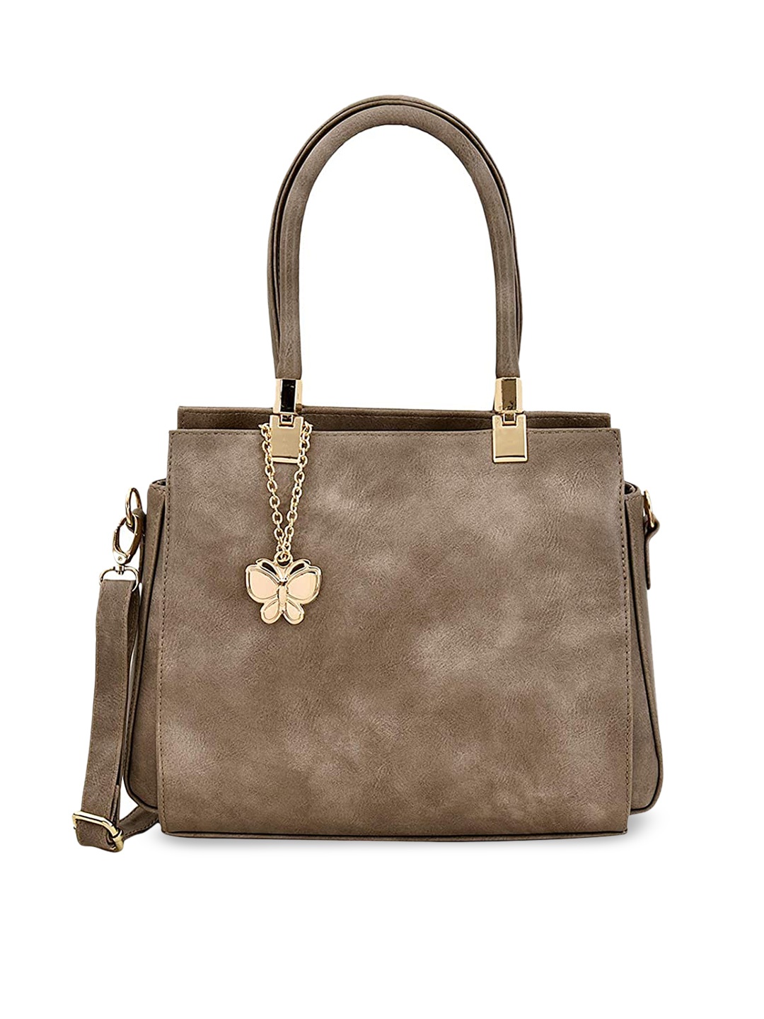 

Butterflies Textured Structured Shoulder Bag, Brown