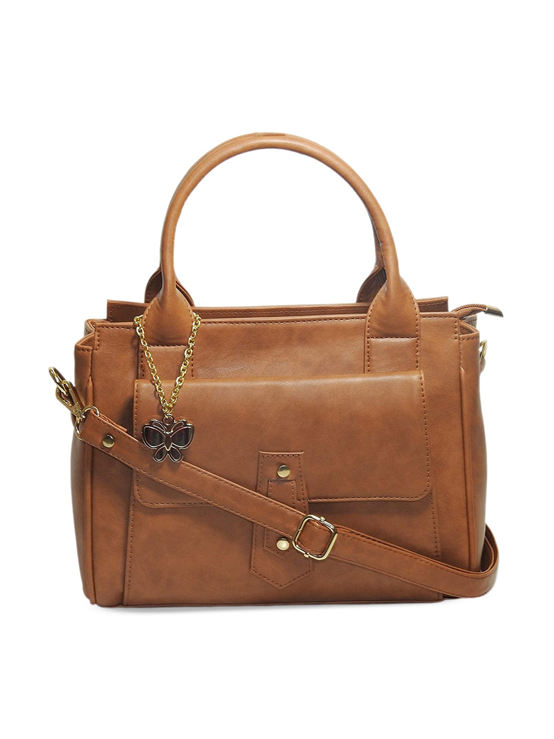 

Butterflies Textured Structured Handheld Bag, Brown