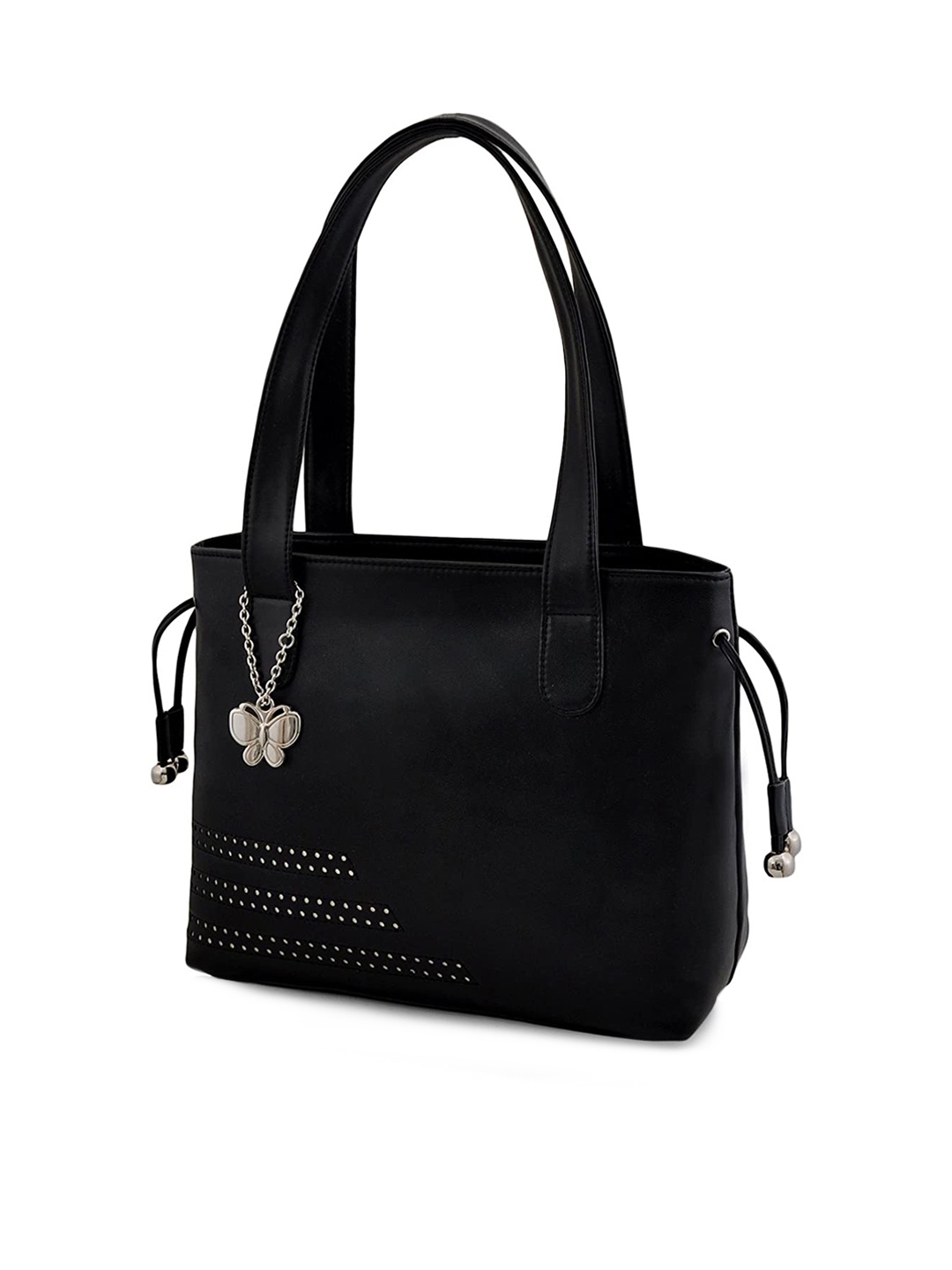 

Butterflies Women PU Structured Shoulder Bag, Black