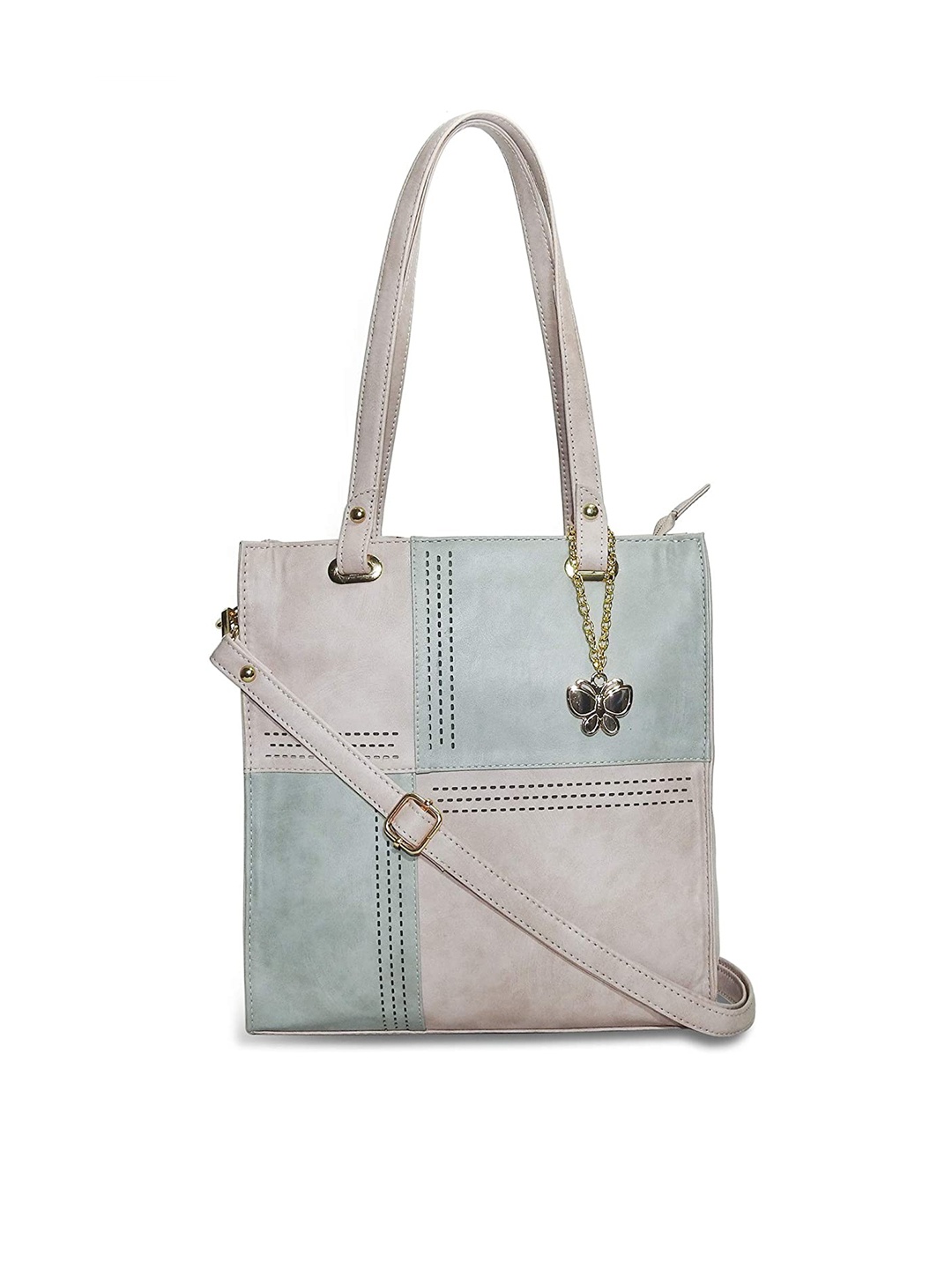 

Butterflies Women Colourblocked PU Structured Shoulder Bag, Peach
