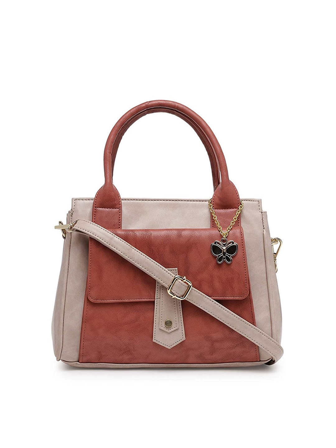 

Butterflies Women Colourblocked PU Structured Handheld Bag, Peach