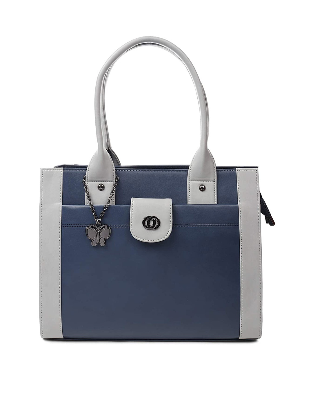

Butterflies Colourblocked Shopper Handheld Bag, Blue