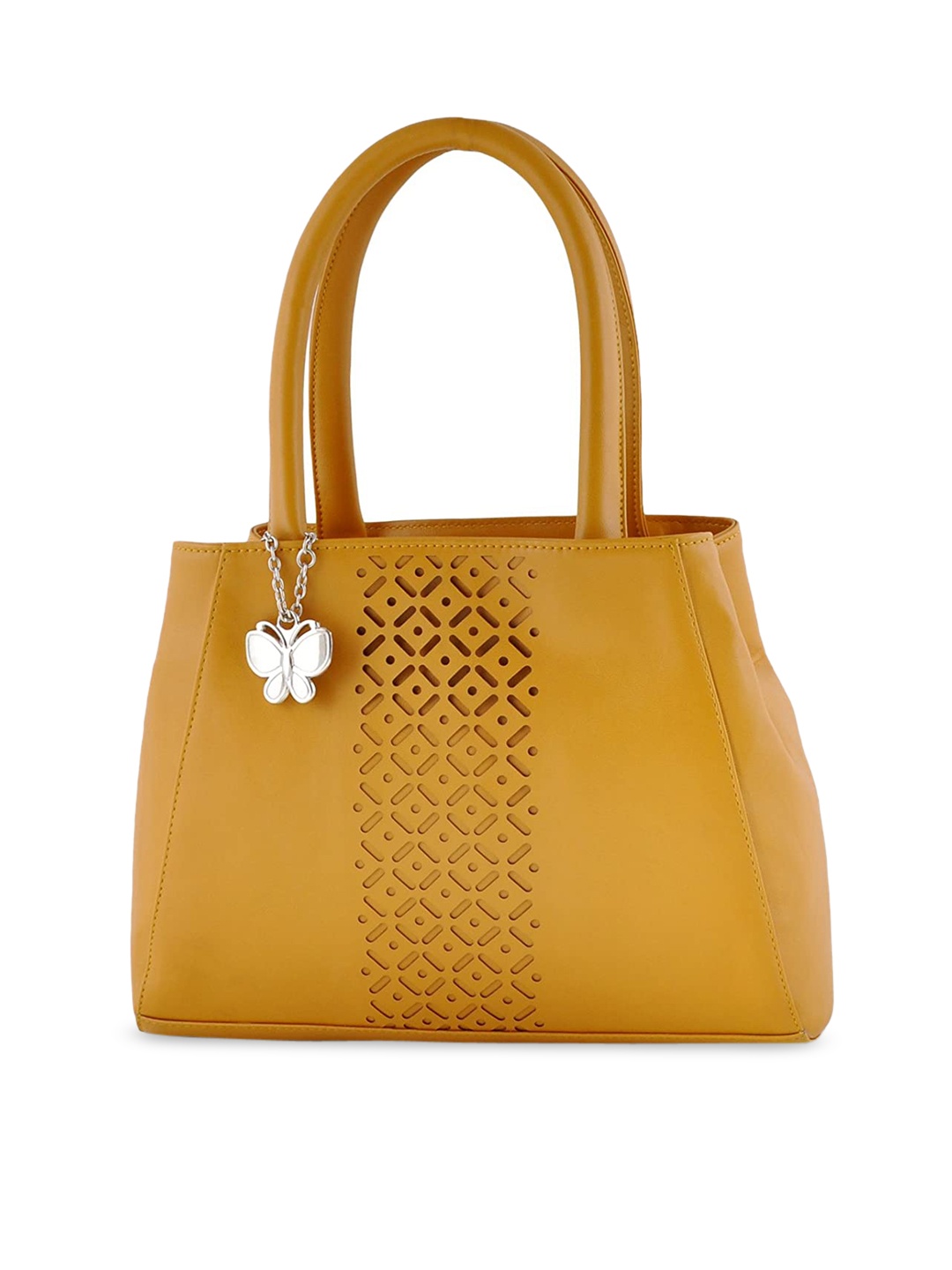 

Butterflies Textured Structured Shoulder Bag, Mustard
