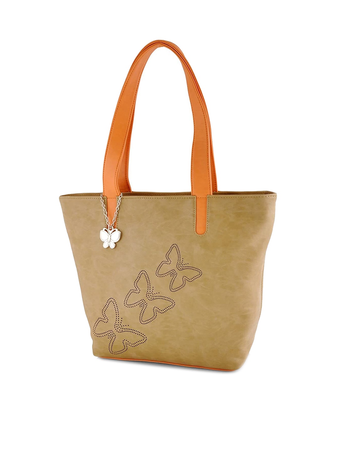 

Butterflies Printed Structured Shoulder Bag, Beige
