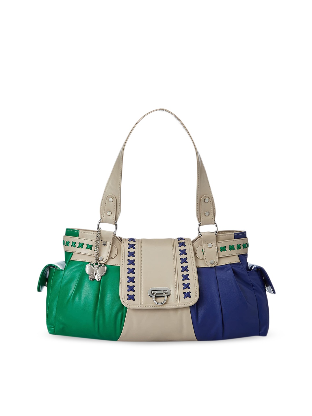 

Butterflies Colourblocked Structured Shoulder Bag, Green