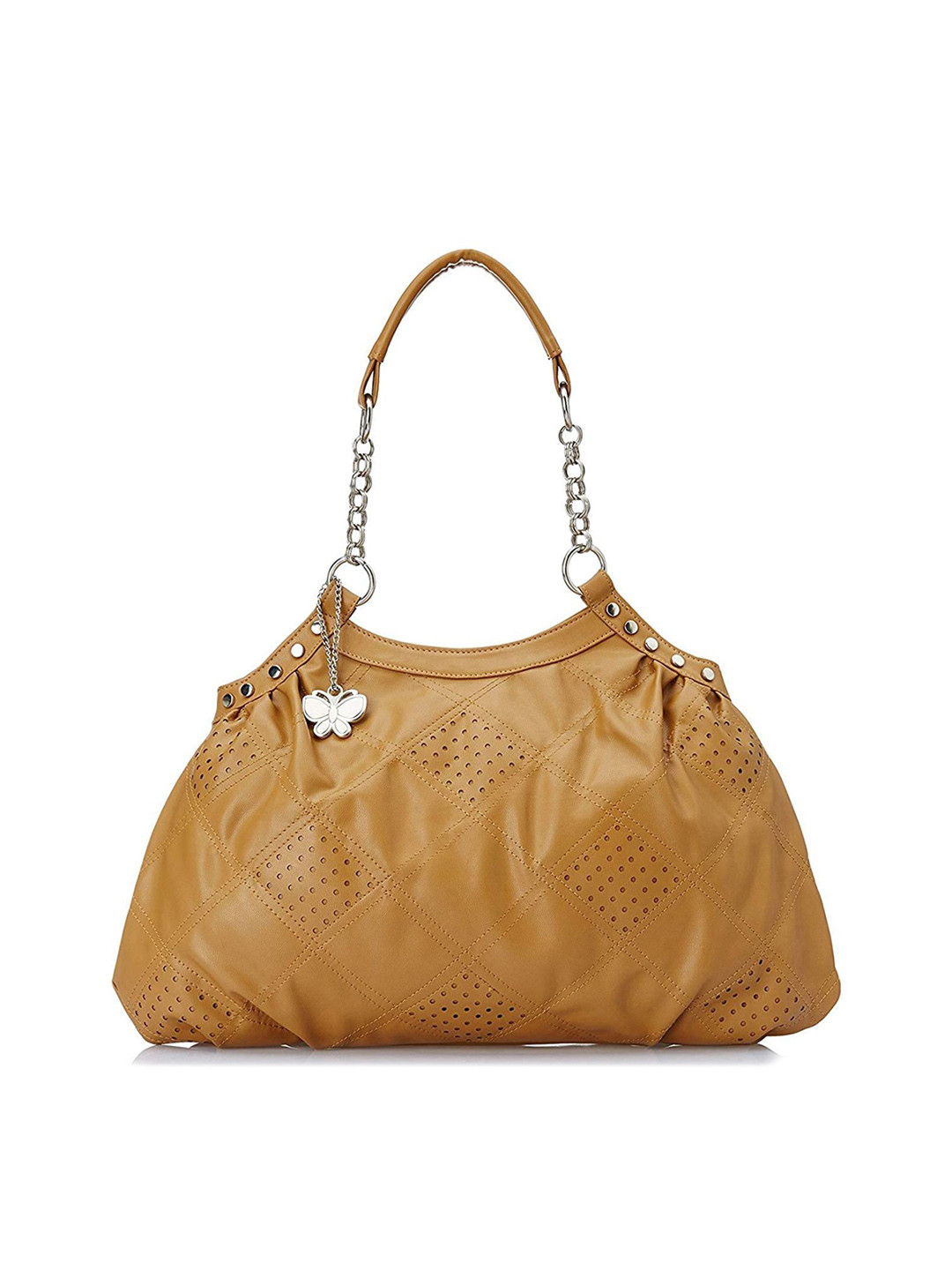 

Butterflies Textured Bucket Shoulder Bag, Beige