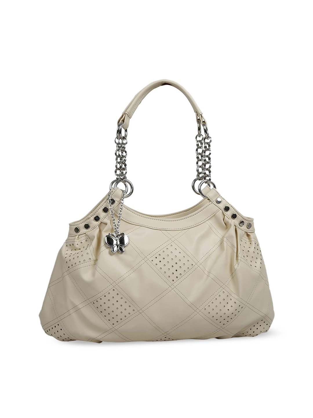 

Butterflies Textured Bucket Shoulder Bag, Cream