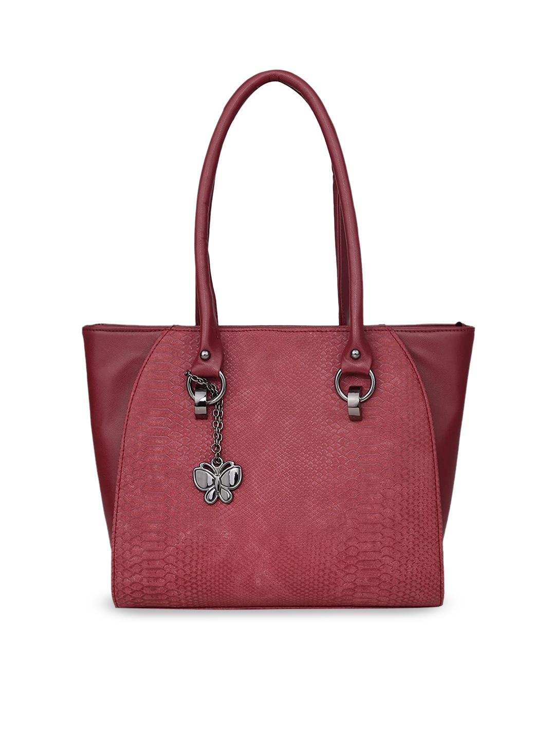 

Butterflies Burgundy Textured Structured Shoulder Bag
