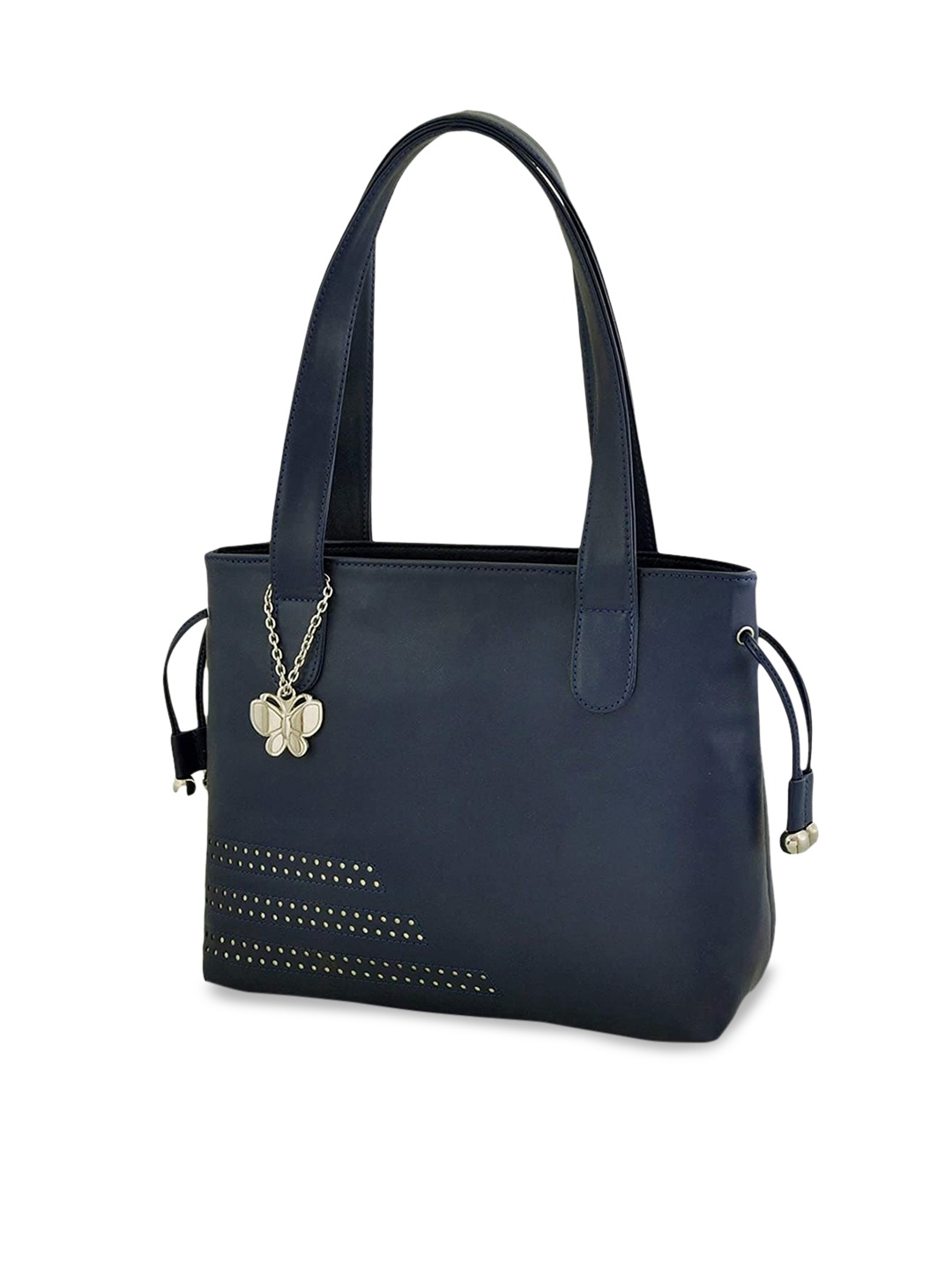 

Butterflies Embellished Structured Shoulder Bag, Navy blue