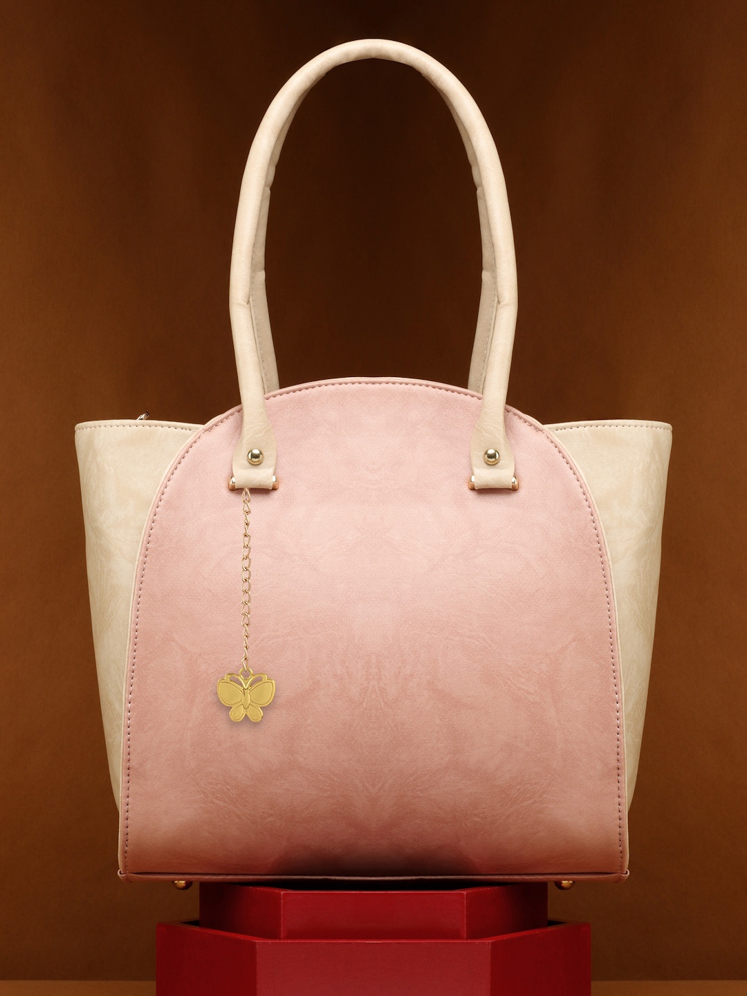

Butterflies Structured Shoulder Bag, Cream