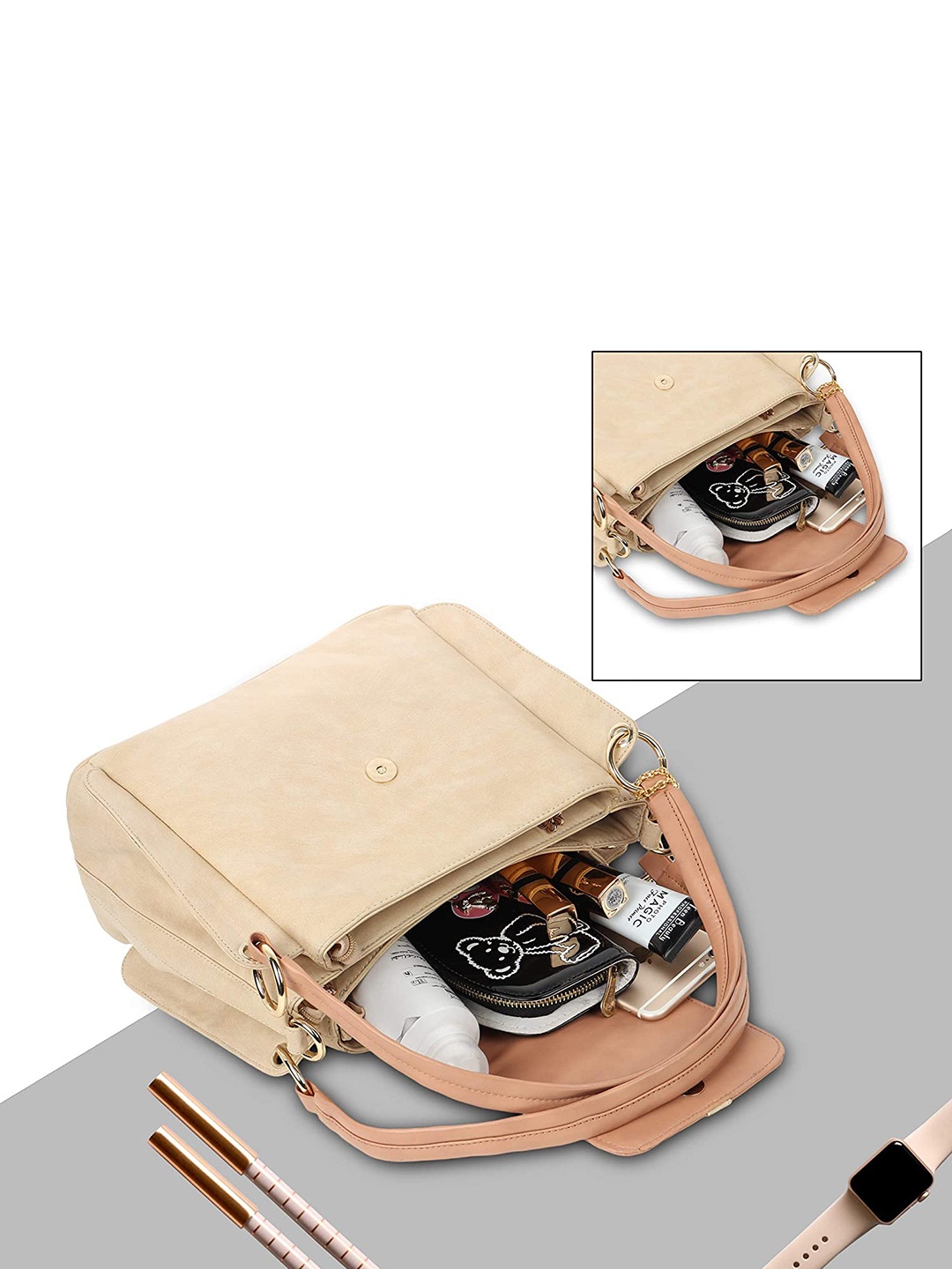 

Butterflies Textured Structured Handheld Bag, Cream
