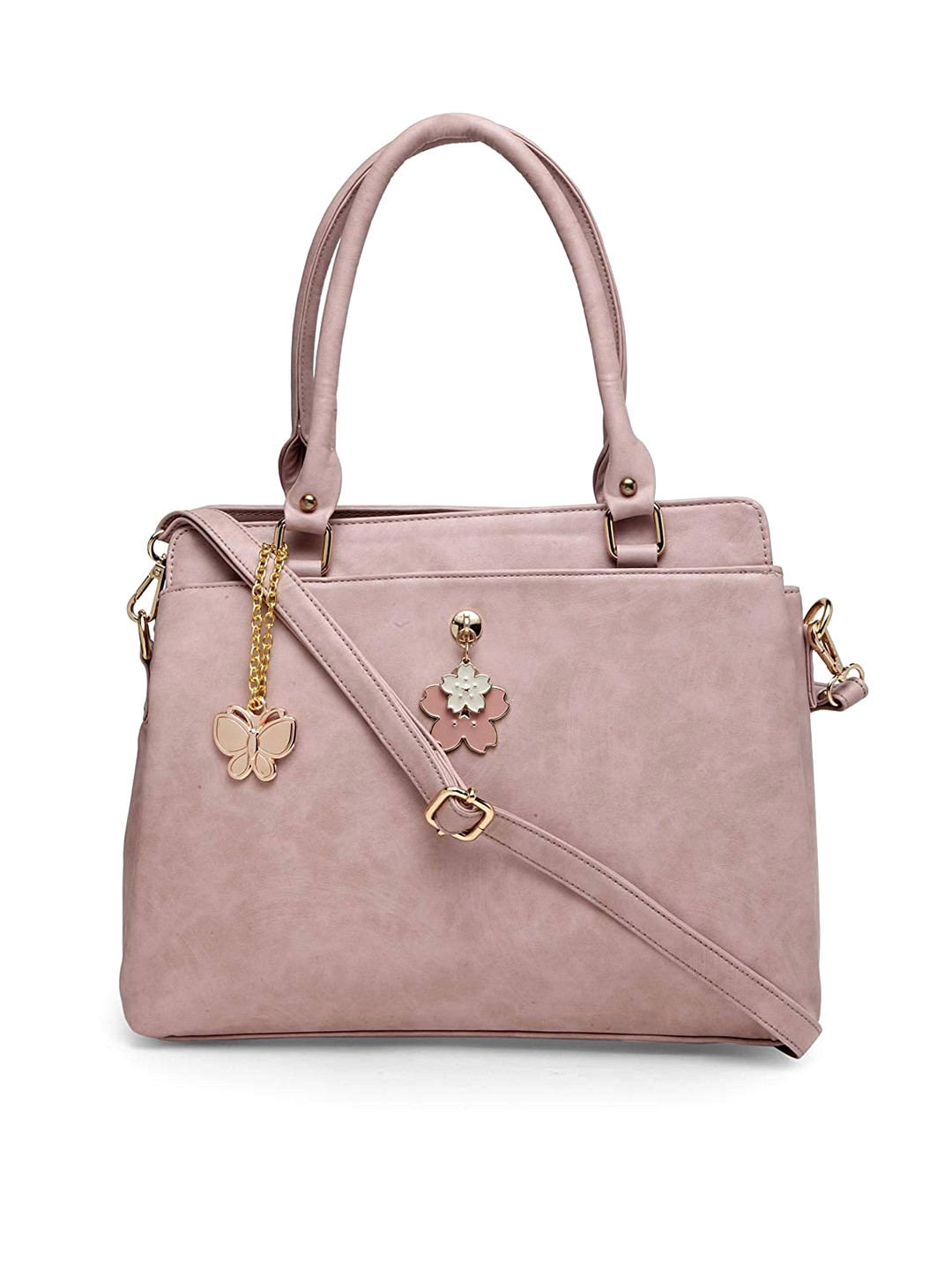 

Butterflies Structured Handheld Bag, Peach