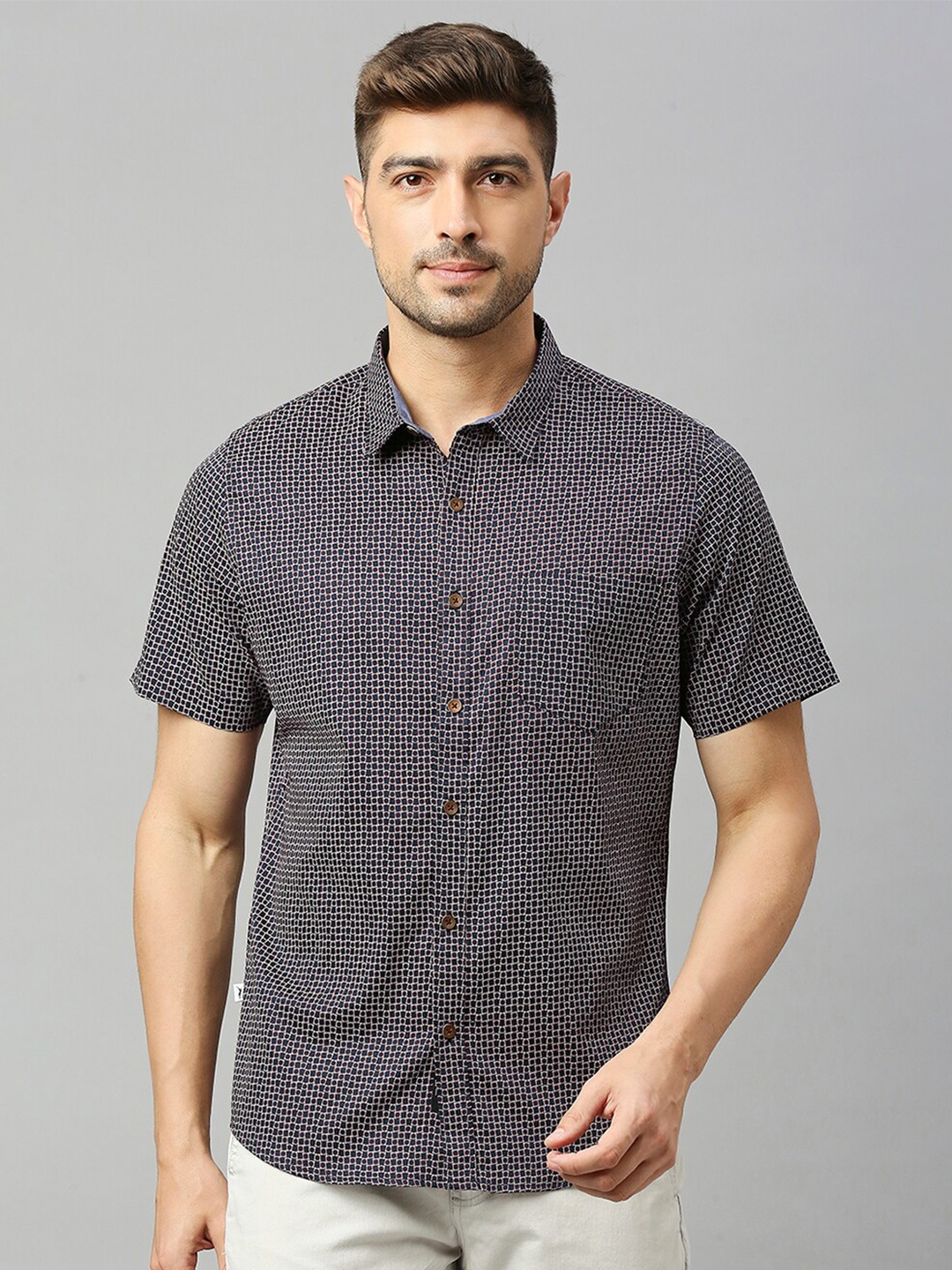 

Thomas Scott Classic Slim Fit Opaque Printed Casual Shirt, Black