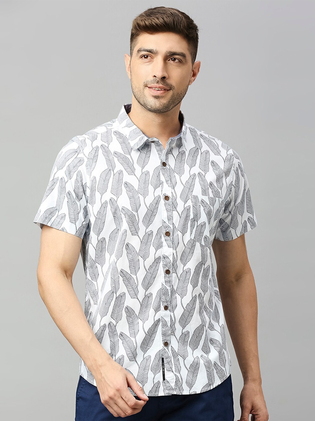 

Thomas Scott Classic Slim Fit Opaque Printed Casual Shirt, White