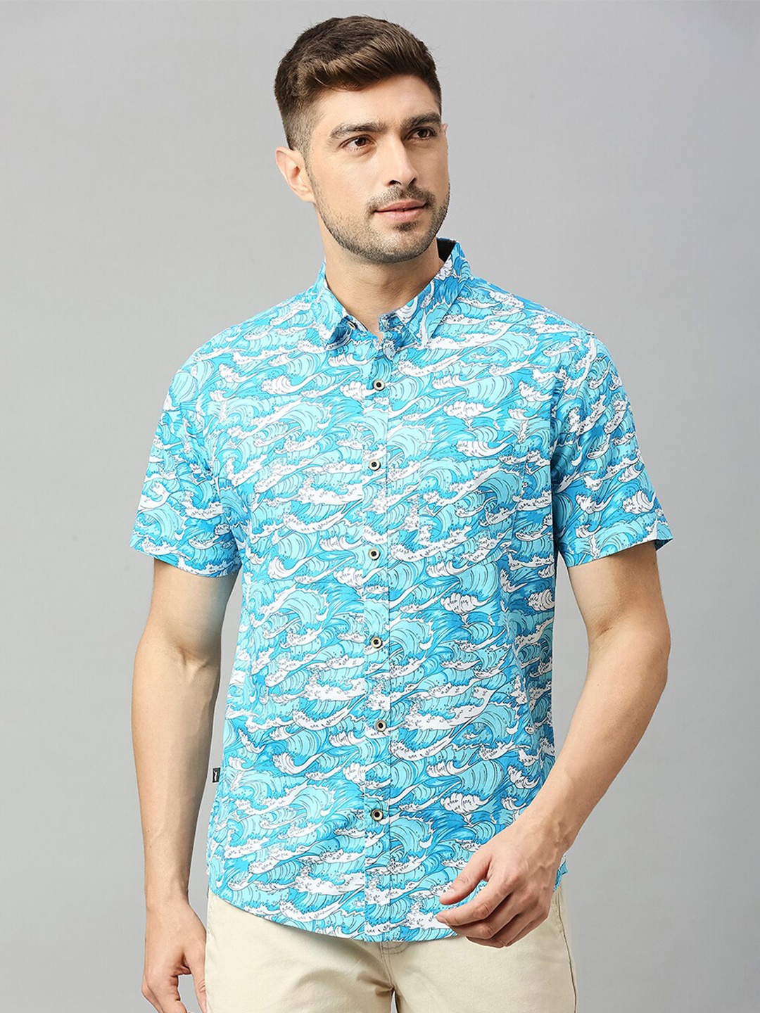 

Thomas Scott Abstract Printed Slim Fit Cotton Casual Shirt, Blue