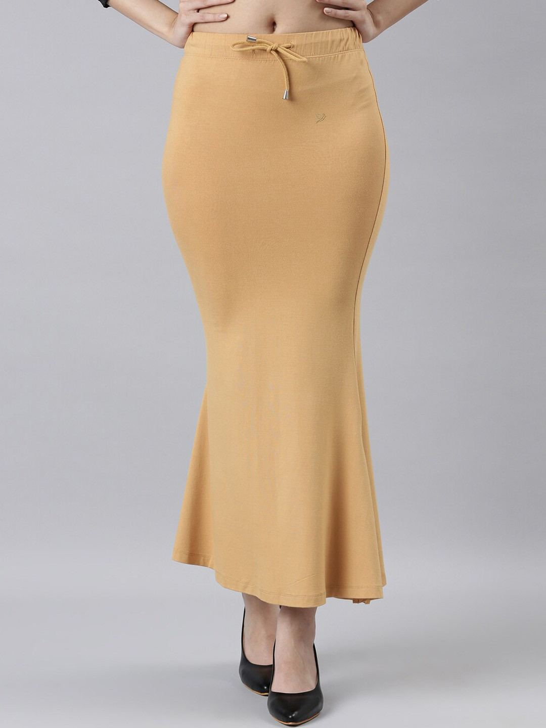 

TWIN BIRDS Side Slit High-Rise Stretchable Viscose Saree Skirt, Yellow