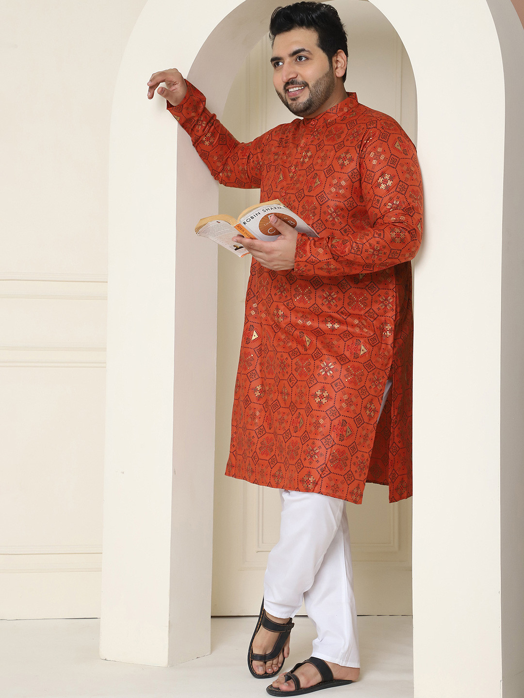

SOJANYA PLUS Ethnic Motifs Printed Regular Kurta with Pyjamas, Orange