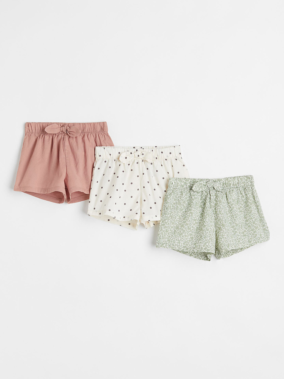 

H&M Girls 3-Pack Cotton Shorts, Green